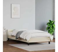 vidaXL Estructura de cama con cabecero sin colchón crema 90x200 cm