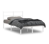 vidaXL Estructura de Cama con Cabecero, Somier de Cama, Armazón Marco de Cama, Cama de Invitados para Dormitorio, Metal Blanco 120x190 cm