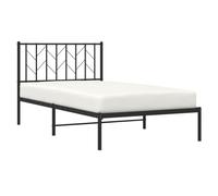 vidaXL Estructura de Cama con Cabecero, Somier de Listones de Invitados, Armazón Marco Base de Cama, Mueble para Dormitorio, Metal Negro 100x190 cm