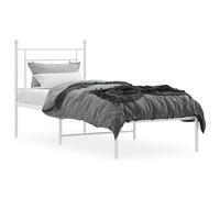vidaXL Estructura de Cama con Cabecero, Somier de Listones de Invitados, Armazón Marco de Cama, Mueble para Dormitorio, Metal Blanco 80x200 cm