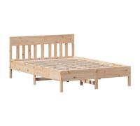 vidaXL Estructura de Cama con Cabecero, Somier de Listones de Invitados, Marco de Cama, Mueble para Dormitorio, Madera Maciza de Pino 140x190 cm
