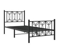 vidaXL Estructura de Cama con cabecero y Estribo Metal Negro 75x190 cm, Cama Individual, Marco de Cama, Muebles de Dormitorio, armazón de Cama, Cama