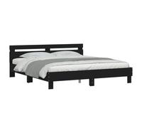 vidaXL Estructura de cama con cabecero y luces LED negra 200x200 cm