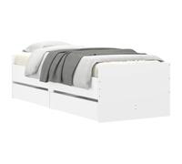 vidaXL Estructura de Cama con cajón Blanco Madera de Pino Macizo, Elegante Marco de Cama de Madera rústica, Pino sólido, con Almacenamiento, fácil de Montar, para un Dormitorio Chic y Funcional