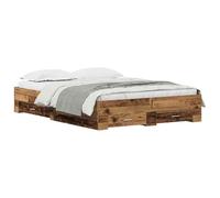 vidaXL Estructura de Cama con cajón Madera Vieja 140 x 190 cm | Un estilo rústico moderno con un genial acabado en madera antigua, Tiene cuatro cajones prácticos debajo de la cama,