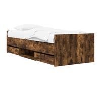 vidaXL Estructura de cama con cajón Roble Ahumado Madera de ingeniería