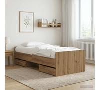 vidaXL Estructura de cama con cajón Roble artisan Madera de ingeniería