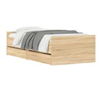 vidaXL Estructura de cama con cajones – Somier de listones con almacenaje, Roble Sonoma 100x200 cm