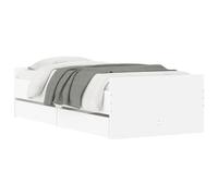 vidaXL Estructura de Cama con Cajones, Somier de Listones con Almacenaje, Armazón Base de Cama, Mueble para Dormitorio, Blanco 90x190 cm