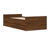 vidaXL Estructura de Cama con Cajones, Somier de Listones con Almacenaje, Armazón Base de Cama, Mueble para Dormitorio, Roble Marrón 75x190 cm