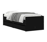 vidaXL Estructura de Cama con Cajones, Somier de Listones con Almacenaje, Armazón Base de Cama, Mueble para Dormitorio, Negro 90x190 cm