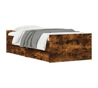 vidaXL Estructura de cama Vita con 2 cajones de 50 cm Roble ahumado 100x200 cm
