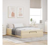 vidaXL Estructura de cama con colchón 2 pcs Crema tela