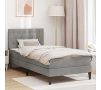 Estructura de cama con colchón y cabecero, color gris claro, 80 x 200 cm, tapizada en terciopelo