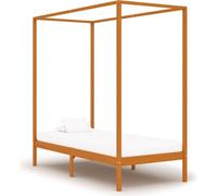 vidaXL Estructura de cama con dosel, color miel, madera maciza de pino, 90 x 200 cm - Estructura de cama - Estructuras de cama - Marco de cama - Cama individual