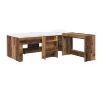 vidaXL Estructura de Cama con Escritorio 2 uds. 90 x 200 cm Multicolor Madera Envejecida