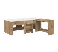 vidaXL Estructura de Cama con Escritorio 2 uds. 90 x 200 cm Multicolor Roble Artisan