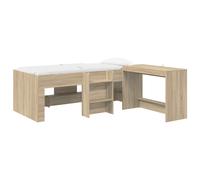 vidaXL Estructura de Cama con Escritorio 2 uds. 90 x 200 cm Multicolor Roble Sonoma