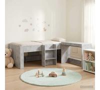 vidaXL Estructura de cama con escritorio Moderna 2 uds. Gris hormigón 90x200 cm con listones madera