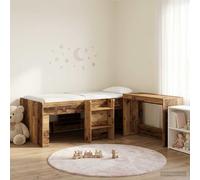 vidaXL Estructura de cama con escritorio 2 uds. Moderna – Madera envejecida, 90 x 200 cm