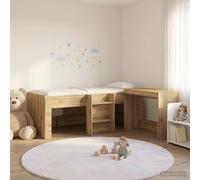 vidaXL Estructura de cama con escritorio Roble Artisan, diseño moderno en listones de madera, 2 uds.