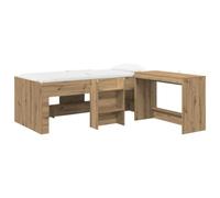 vidaXL Estructura de cama con escritorio Roble Artisan, diseño moderno en listones de madera, 2 uds.