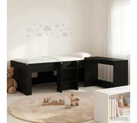 vidaXL Estructura de cama con escritorio Moderna Roble negro, listones de madera, compacto 2 uds