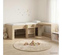 vidaXL Estructura de Cama con Escritorio Roble Sonoma – diseño de listones de madera – 2 uds