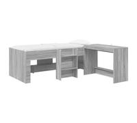vidaXL Estructura de cama con escritorio 2 uds. Sonoma gris – moderna, listones de madera