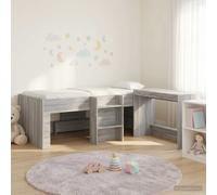 vidaXL Estructura de cama con escritorio 2 uds. Sonoma gris – moderna, listones de madera