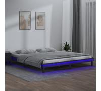 vidaXL Estructura de cama con LED madera maciza gris 140x190 cm
