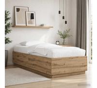 Estructura de cama vidaXL con iluminación LED, diseño artesanal en roble, 80 x 200 cm