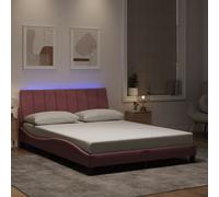 vidaXL Estructura de cama Hanko con LED sin colchón, somier de listones, terciopelo rosa 120x200 cm