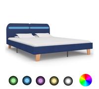 vidaXL Estructura de cama con LED sin colchón tela azul 160x200 cm