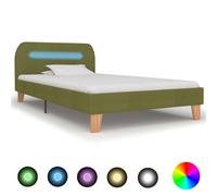 vidaXL Estructura de cama con LED sin colchón tela verde 90x200 cm