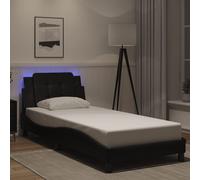 vidaXL Estructura de cama con LED sin colchón Zadar negro 90x190 cm