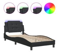 vidaXL Estructura de cama con LED sin colchón Zadar negro 90x190 cm