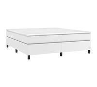vidaXL Estructura de cama con somier de listones, tapizada cuero sintético blanco 160x200 cm