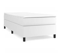 vidaXL Estructura de Cama con Somier, Somier Individual de Listones, Base de Cama Tapizada, Mueble para Dormitorio Hogar, Cuero Sintético Blanco 90x190 cm
