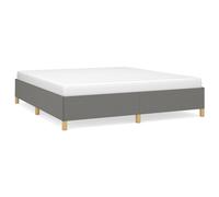 vidaXL Estructura de Cama con Somier, Somier de Matrimonio de Listones, Base de Cama Tapizada, Mueble para Dormitorio Hogar, Tela Gris Oscuro 160x200 cm