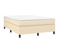 vidaXL Estructura de Cama con Somier, Somier de Matrimonio de Listones, Base de Cama Tapizada, Mueble para Dormitorio Hogar, Tela Color Crema 140x190 cm
