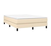 vidaXL Estructura de Cama con Somier, Somier de Matrimonio de Listones, Base de Cama Tapizada, Mueble para Dormitorio Hogar, Tela Color Crema 140x190 cm