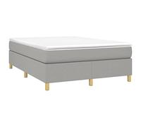 vidaXL Estructura de Cama con Somier, Somier de Matrimonio de Listones, Base de Cama Tapizada, Mueble para Dormitorio Hogar, Tela Gris Claro 140x190 cm