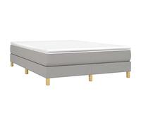 vidaXL Estructura de Cama con Somier, Somier de Matrimonio de Listones, Base de Cama Tapizada, Mueble para Dormitorio Hogar, Tela Gris Claro 140x190 cm