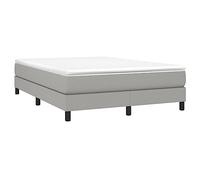 vidaXL Estructura de Cama con Somier, Somier de Matrimonio de Listones, Base de Cama Tapizada, Mueble para Dormitorio Hogar, Tela Gris Claro 140x200 cm
