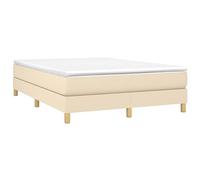 vidaXL Estructura de Cama con Somier, Somier de Matrimonio de Listones, Base de Cama Tapizada, Mueble para Dormitorio Hogar, Tela Color Crema 140x190 cm