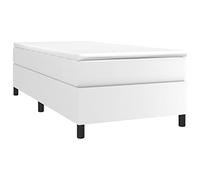 vidaXL Estructura de Cama con Somier, Somier Individual de Listones, Base de Cama Tapizada, Mueble para Dormitorio Hogar, Cuero Sintético Blanco 90x190 cm