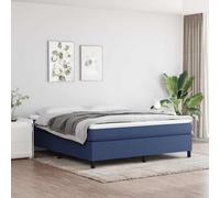 vidaXL Cama solar con somier de listones, tapizada en lienzo Azul 180x200 cm sin colchón