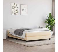 vidaXL Estructura de Cama con Somier, Somier de Matrimonio de Listones, Base de Cama Tapizada, Mueble para Dormitorio Hogar, Tela Color Crema 140x190 cm