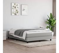 vidaXL Estructura de Cama con Somier, Somier de Matrimonio de Listones, Base de Cama Tapizada, Mueble para Dormitorio Hogar, Tela Gris Claro 140x190 cm